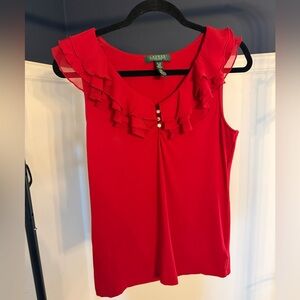 Vintage Lauren Ralph Lauren red ruffle sleeveless top